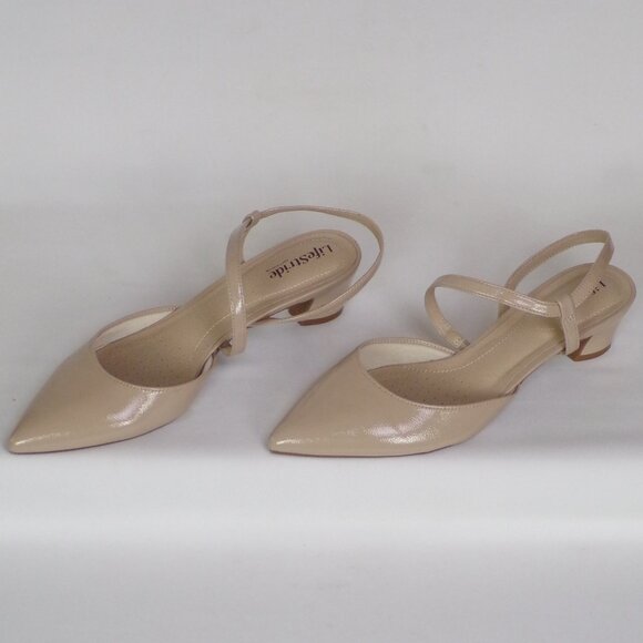 LIFESTRIDE SOFT SYSTEM 10M MINIMALIST beige mid-heel slingback point-toe pumps - Picture 4 of 16